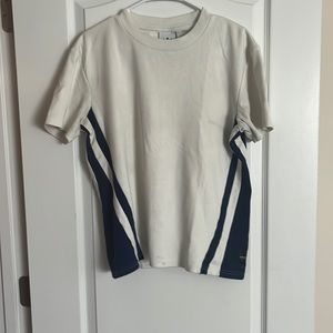 Adidas size S , white and blue tee